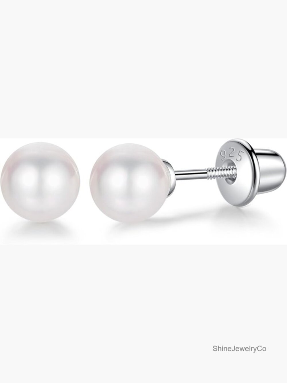 Genuine Freshwater Pearl Stud Earrings 925 Sterling Silver Screw Back Sensitive